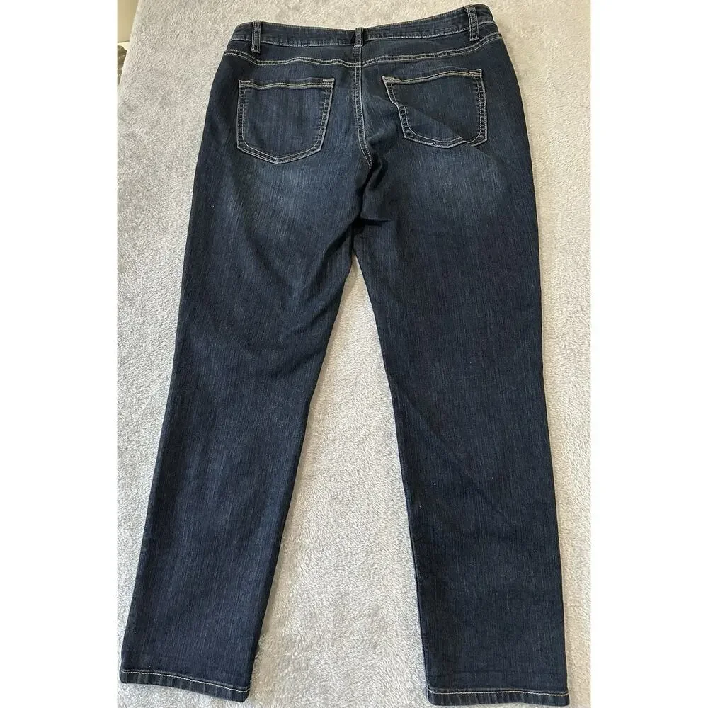 Apt. 9 Jeans Straight Capri Mid Rise Blue Denim Dark Wash Womens sz 10 - Picture 6 of 6